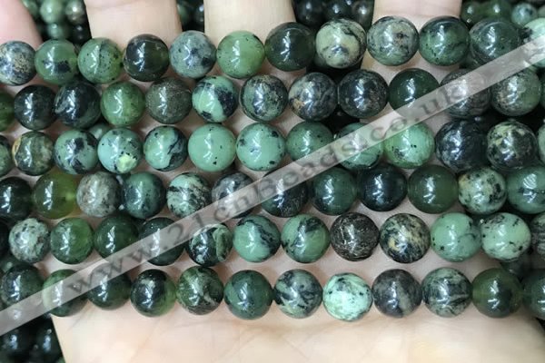 CAA4966 15.5 inches 8mm round green dendritic agate beads