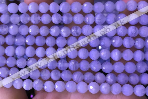 CAA5006 15.5 inches 6mm faceted round blue lace agate beads