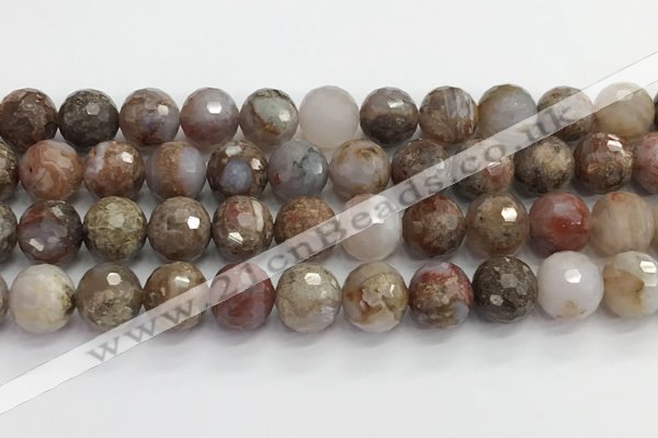 CAA5013 15.5 inches 12mm faceted round flower agate beads