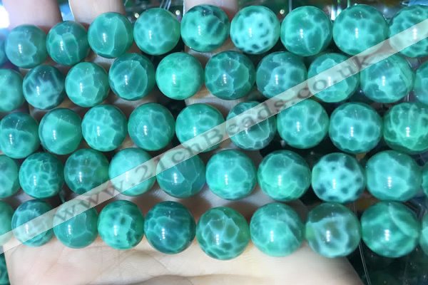 CAA5024 15.5 inches 12mm round green dragon veins agate beads