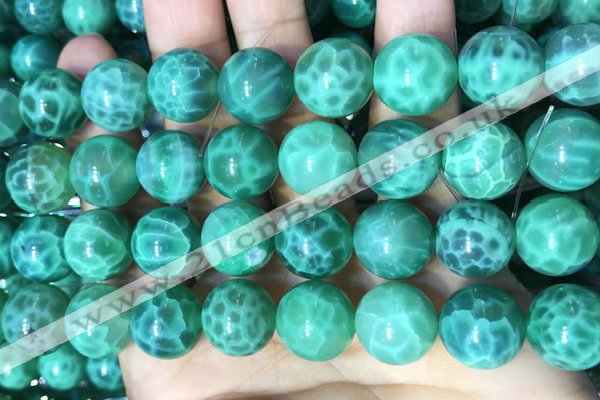CAA5025 15.5 inches 14mm round green dragon veins agate beads