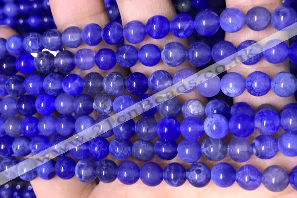 CAA5030 15.5 inches 6mm round blue dragon veins agate beads