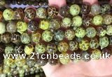 CAA5039 15.5 inches 10mm round yellow dragon veins agate beads