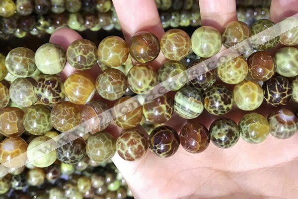 CAA5040 15.5 inches 12mm round yellow dragon veins agate beads