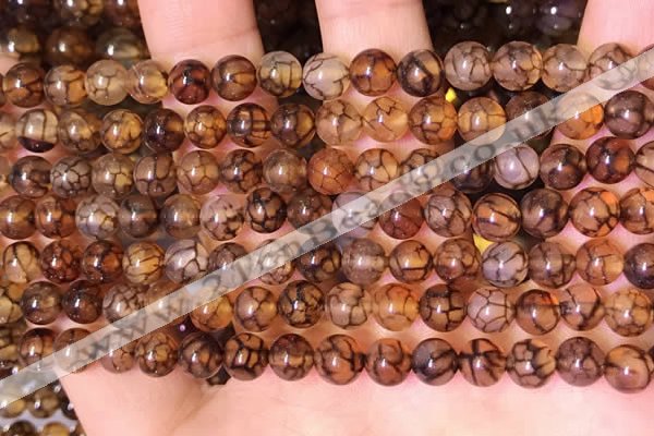 CAA5055 15.5 inches 6mm round dragon veins agate beads wholesale