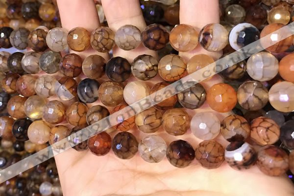 CAA5064 15.5 inches 10mm faceted round dragon veins agate beads