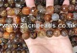 CAA5065 15.5 inches 12mm faceted round dragon veins agate beads