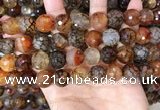 CAA5066 15.5 inches 14mm faceted round dragon veins agate beads