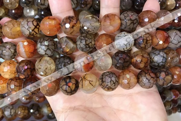 CAA5066 15.5 inches 14mm faceted round dragon veins agate beads