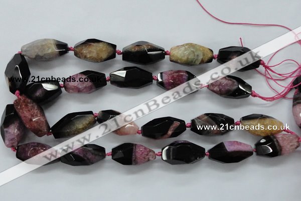 CAA507 15.5 inches 15*30mm faceted rice agate druzy geode beads