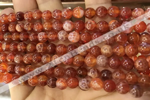 CAA5070 15.5 inches 4mm round red dragon veins agate beads