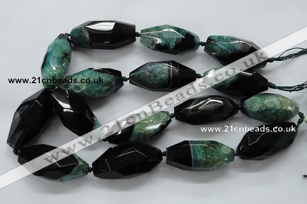 CAA509 15.5 inches 22*50mm faceted rice agate druzy geode beads