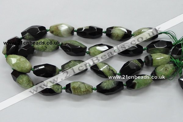 CAA510 15.5 inches 15*30mm faceted rice agate druzy geode beads