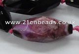 CAA511 15.5 inches 15*40mm faceted rice agate druzy geode beads