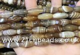 CAA5110 15.5 inches 8*16mm rice striped agate beads wholesale