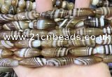 CAA5112 15.5 inches 8*25mm rice striped agate beads wholesale