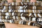 CAA5127 15.5 inches 8*20mm tube striped agate gemstone beads