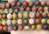 CAA5137 15.5 inches 14mm round red moss agate beads wholesale