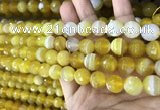 CAA5150 15.5 inches 6mm faceted round banded agate beads