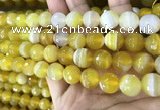 CAA5152 15.5 inches 10mm faceted round banded agate beads