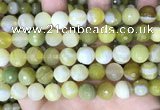 CAA5160 15.5 inches 12mm faceted round banded agate beads