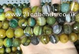 CAA5168 15.5 inches 14mm faceted round banded agate beads