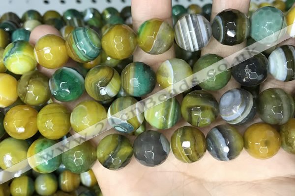 CAA5169 15.5 inches 16mm faceted round banded agate beads