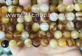 CAA5172 15.5 inches 8mm faceted round banded agate beads