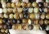 CAA5173 15.5 inches 10mm faceted round banded agate beads