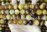 CAA5174 15.5 inches 12mm faceted round banded agate beads
