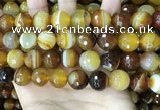 CAA5175 15.5 inches 14mm faceted round banded agate beads