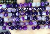 CAA5179 15.5 inches 8mm faceted round banded agate beads