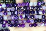 CAA5179 15.5 inches 8mm faceted round banded agate beads