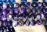 CAA5183 15.5 inches 16mm faceted round banded agate beads