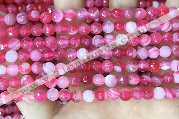 CAA5192 15.5 inches 6mm faceted round banded agate beads