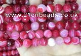 CAA5195 15.5 inches 12mm faceted round banded agate beads
