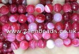 CAA5196 15.5 inches 14mm faceted round banded agate beads