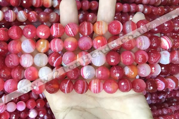 CAA5199 15.5 inches 6mm faceted round banded agate beads