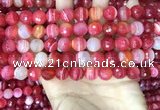 CAA5200 15.5 inches 8mm faceted round banded agate beads