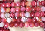 CAA5203 15.5 inches 14mm faceted round banded agate beads