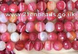 CAA5204 15.5 inches 16mm faceted round banded agate beads