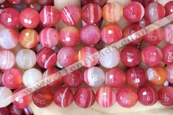 CAA5204 15.5 inches 16mm faceted round banded agate beads