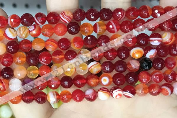 CAA5206 15.5 inches 6mm faceted round banded agate beads