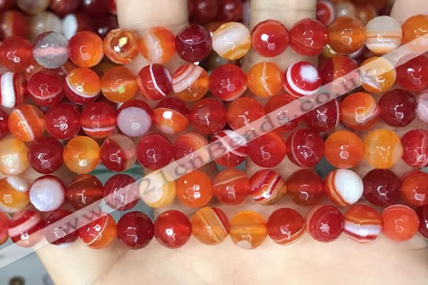 CAA5207 15.5 inches 8mm faceted round banded agate beads