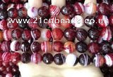 CAA5215 15.5 inches 10mm faceted round banded agate beads