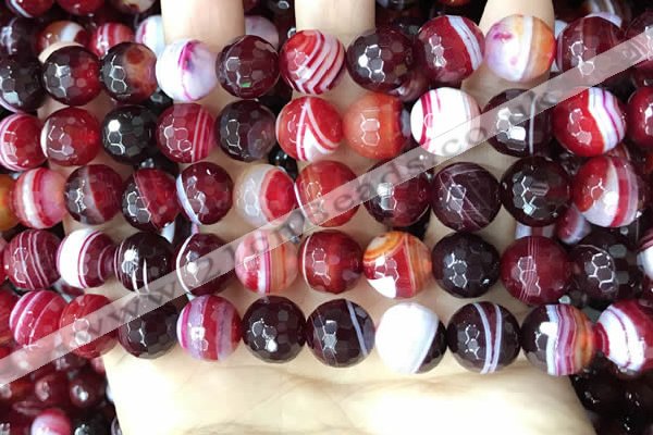 CAA5215 15.5 inches 10mm faceted round banded agate beads