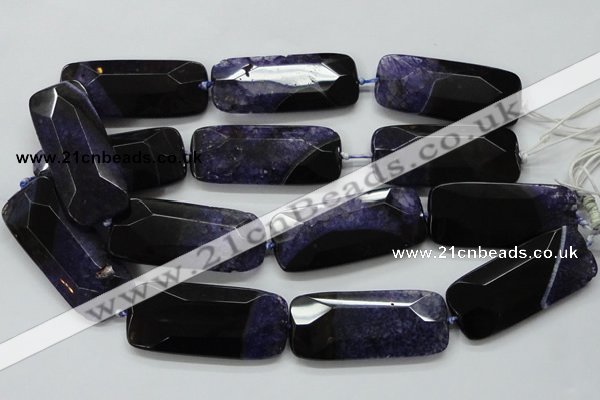 CAA522 15.5 inches 25*56mm faceted rectangle agate druzy geode beads