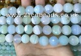 CAA5224 15.5 inches 14mm faceted round banded agate beads