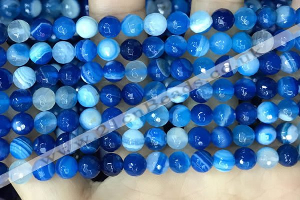 CAA5227 15.5 inches 6mm faceted round banded agate beads