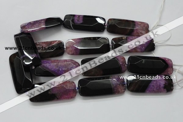 CAA523 15.5 inches 25*56mm faceted rectangle agate druzy geode beads